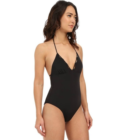 Shoshanna Black Scalloped One Piece Swim Suit - Picture 4 of 6